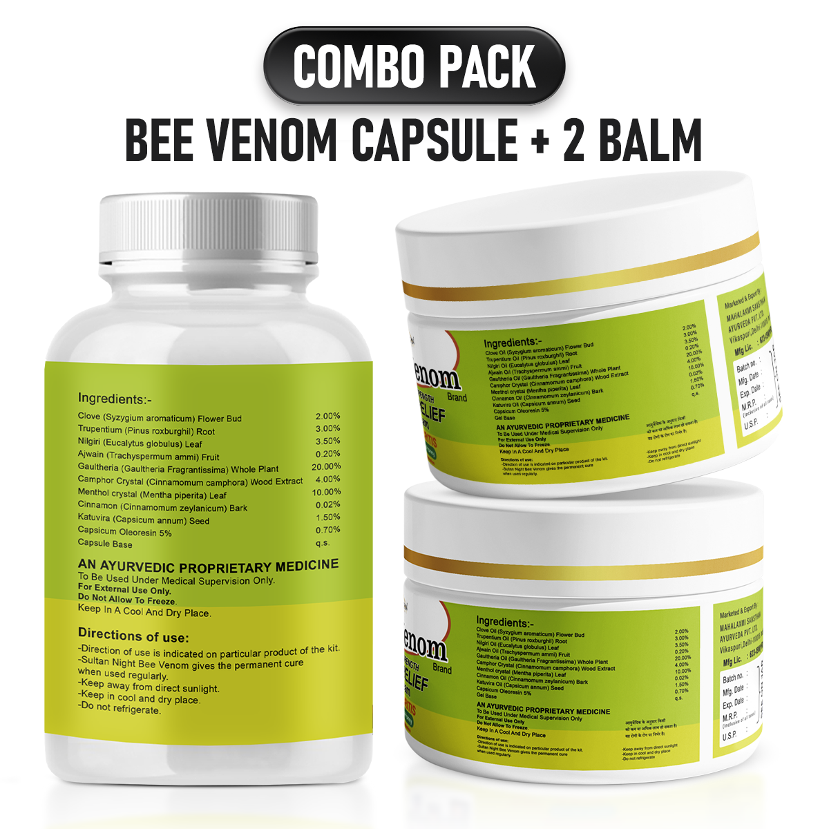 2 Bee Venom Balm + 1 Bee Venom Capsule