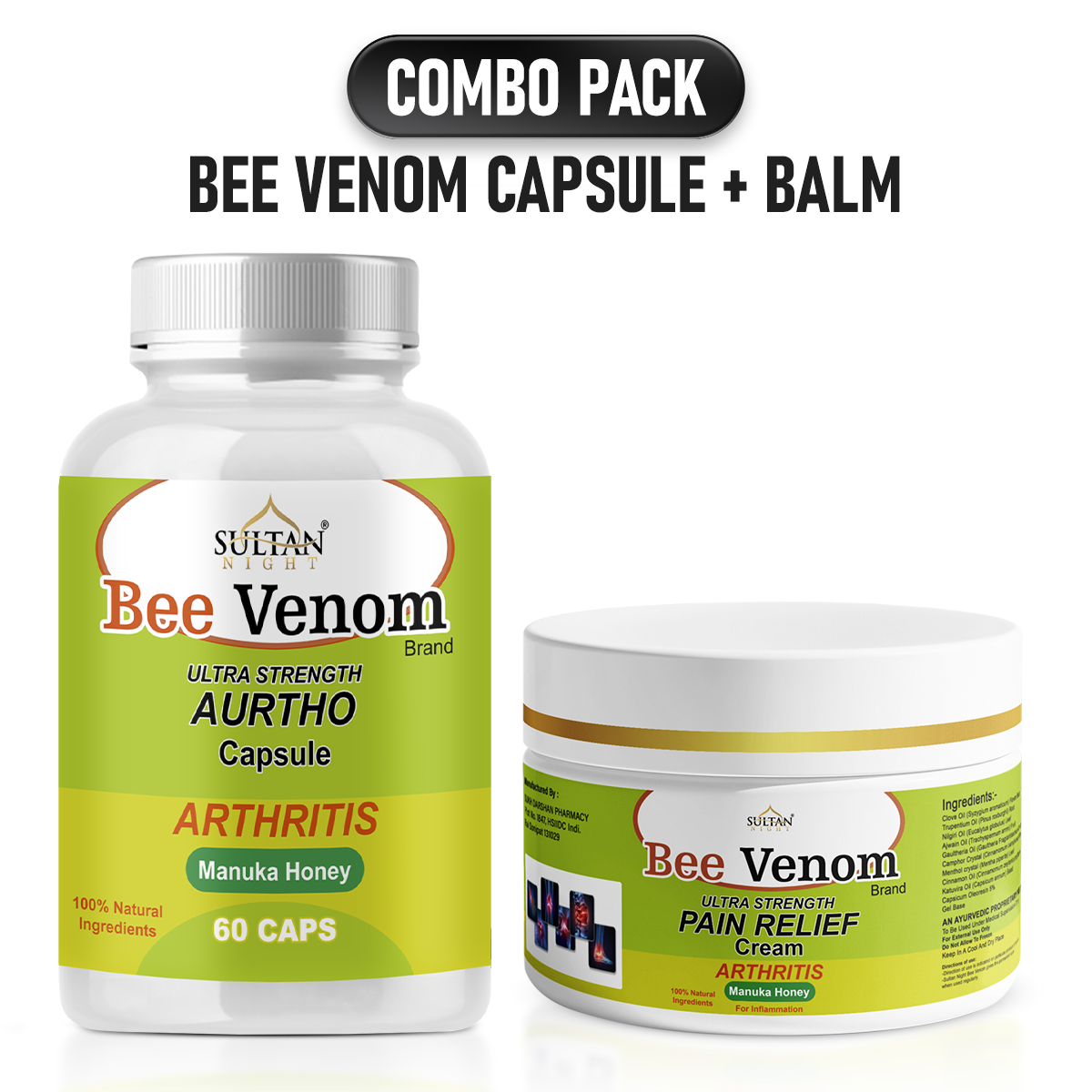 1 Bee Venom Balm + 1 Bee Venom Capsule Combo front