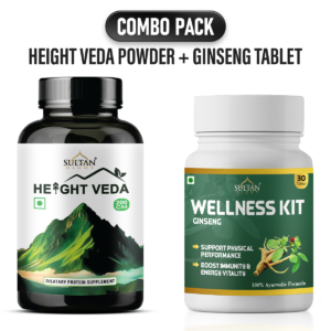 Sultan Night Ginseng + Height Veda Powder : Maintain immunity and stamina | Improve blood flow | Enhance immunity | Helps to strengthen Bones and muscle