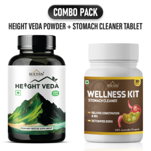 Sultan Night Stomach Cleaner + Height Veda Powder : 100% Natural Supplement | Clean Intestine  and Relieve Stomach Discomfort | Strengthen Muscles and Joints​