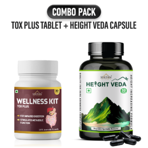 Sultan Night Tox Plus + Height Veda Capsule Combo : Clean your body toxin | Improve metabolism rate | Increase appetite | Retain muscle and joint firmness