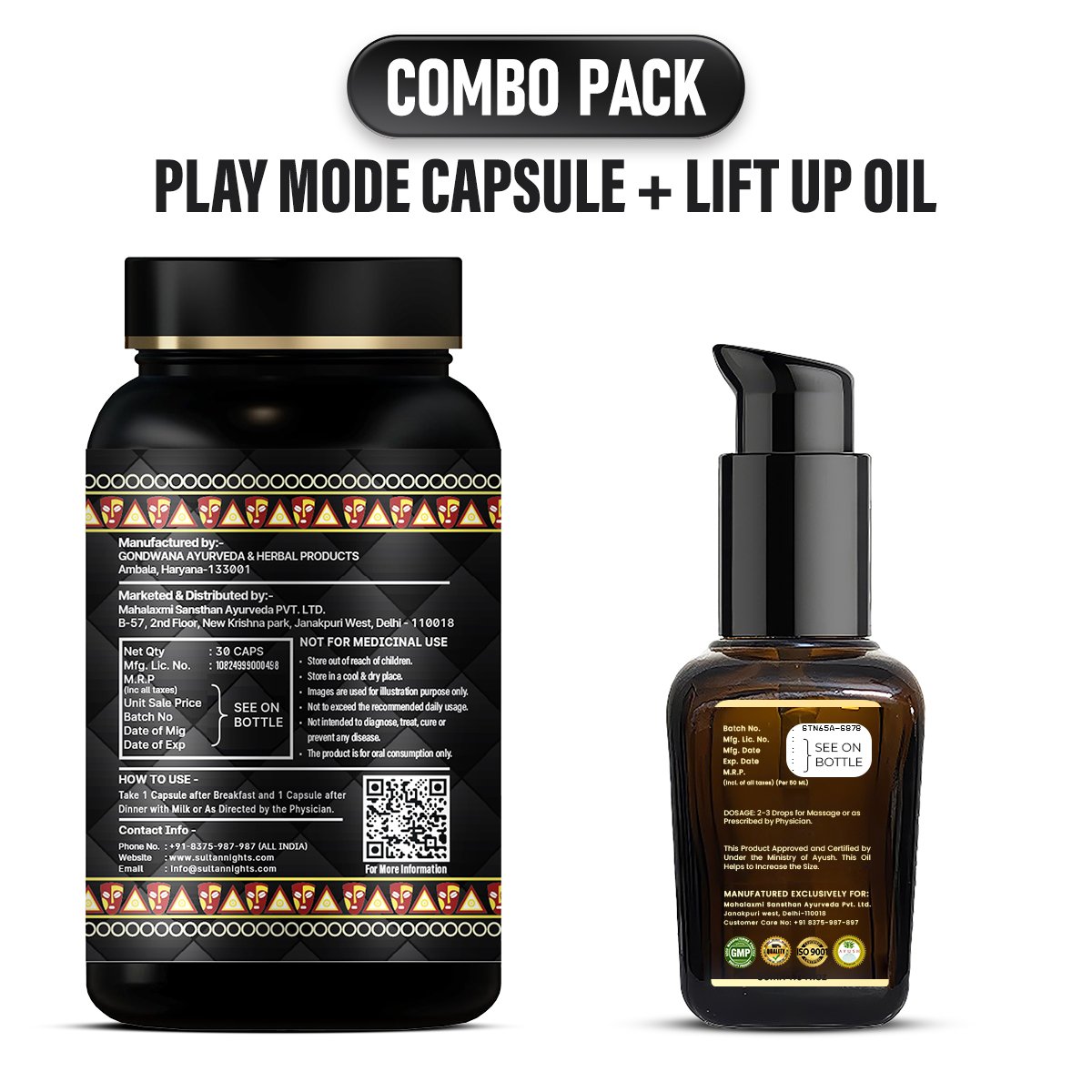 Play Mode Capsule + Lift- Up Oil: Bring Down Inflammation | Build up Erection | Uplift Stamina | Enrich Confidence | Upraise Length and Thickness - Image 3