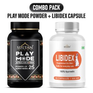 Play Mode Powder + Libidex Capsule: Premium Ayurvedic Supplement | Preserve Hormone Balance | Enhance Blood Circulation | Elevate Stamina and Endurance