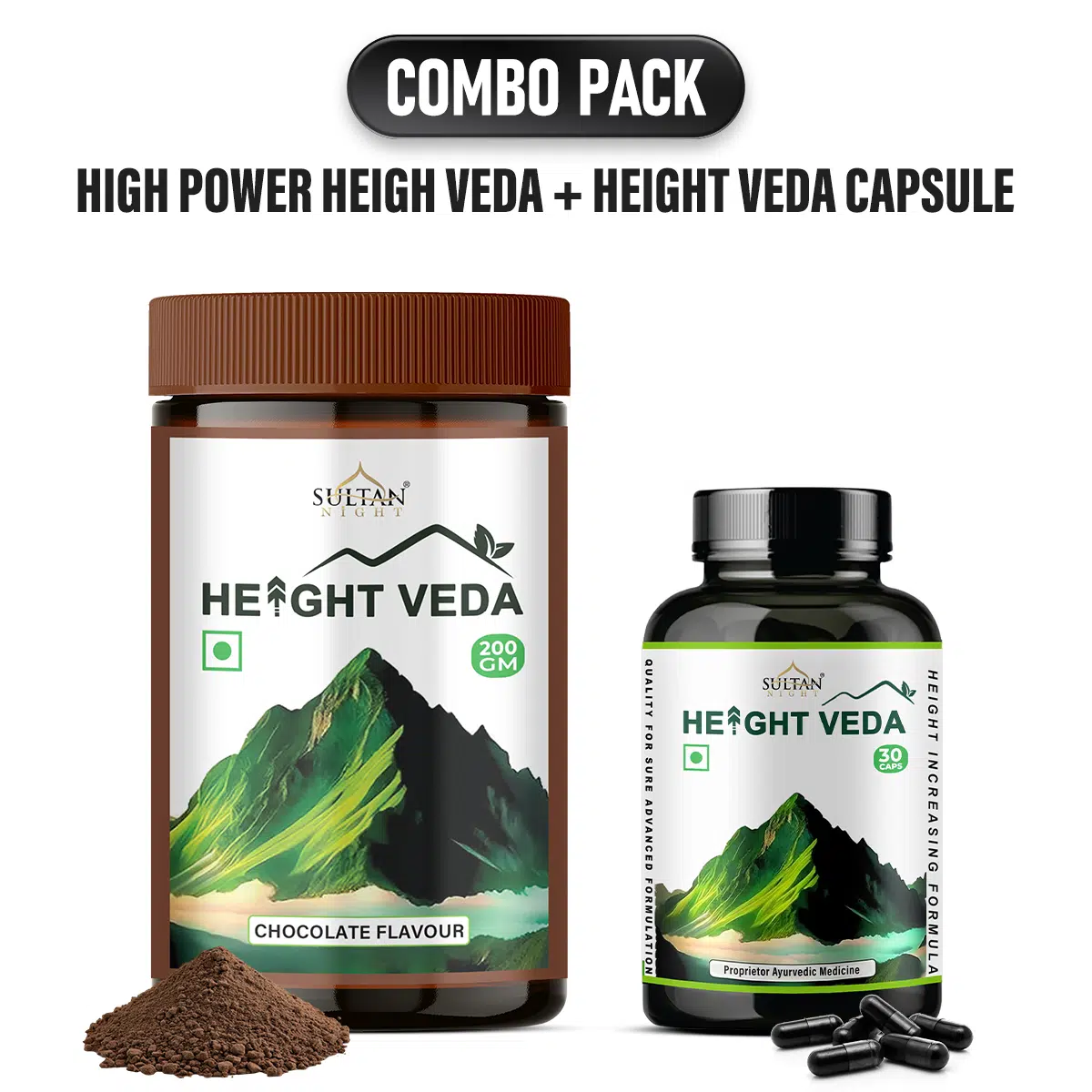 Sultan Night Height Veda Boost Duo - Powder (Choco Flavor) + Capsule