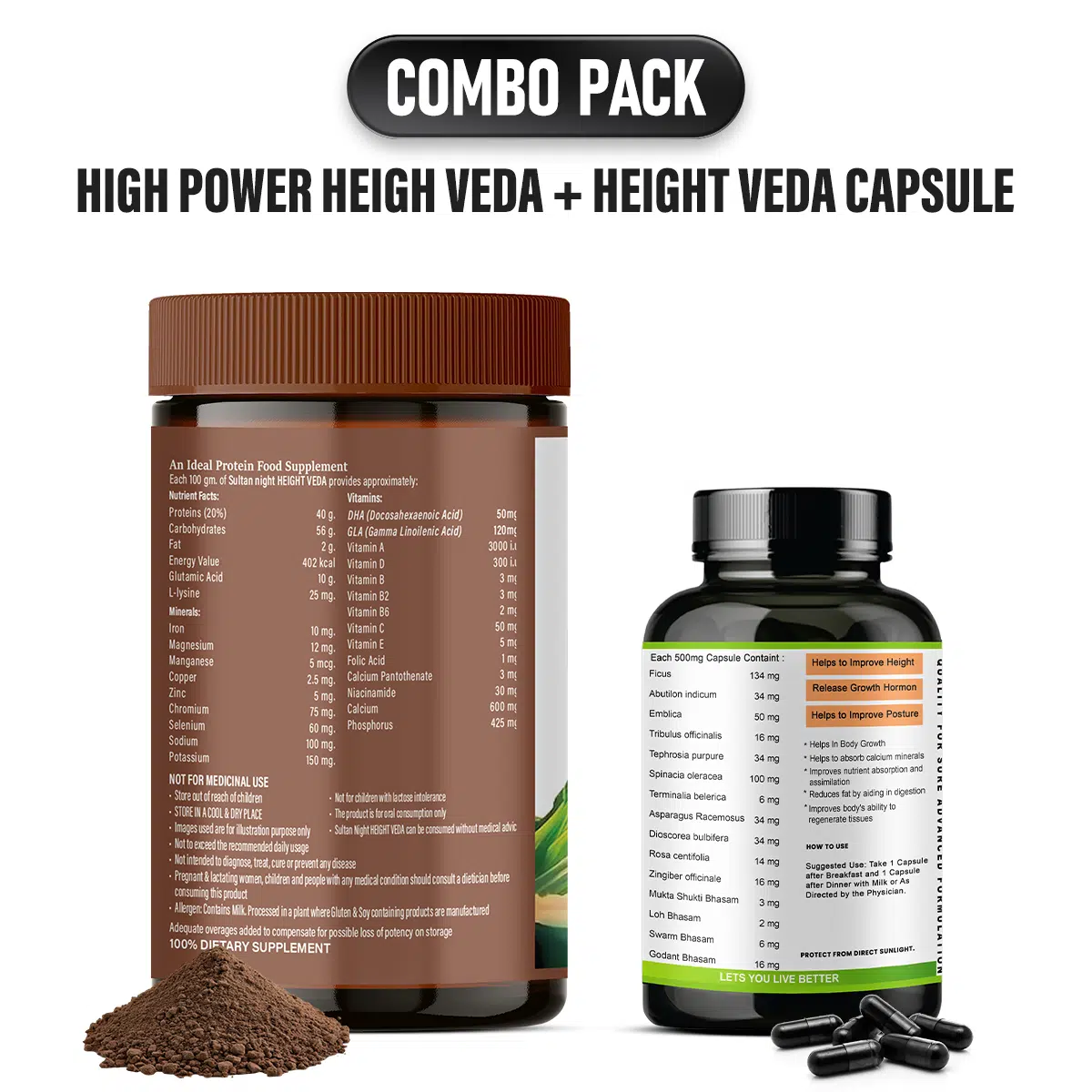Sultan Night Height Veda Boost Duo - Powder (Choco Flavor) + Capsule - Image 3